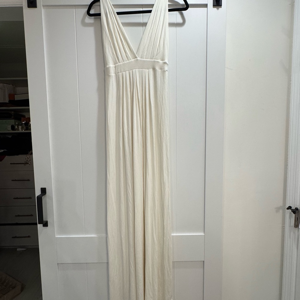 TART Ivory Pleated Maxi Dress | Size Small | Grecian Style | Like New